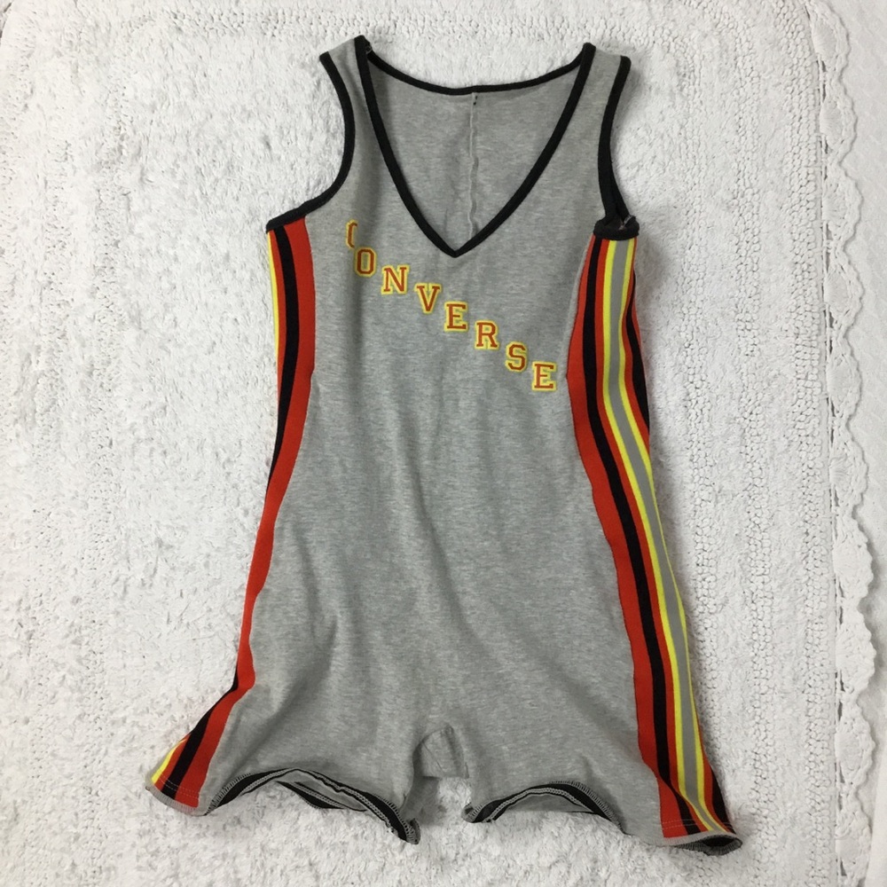 Vintage 80s CONVERSE Wrestling Weightlifting Sports Singlet Body Suit Kids L